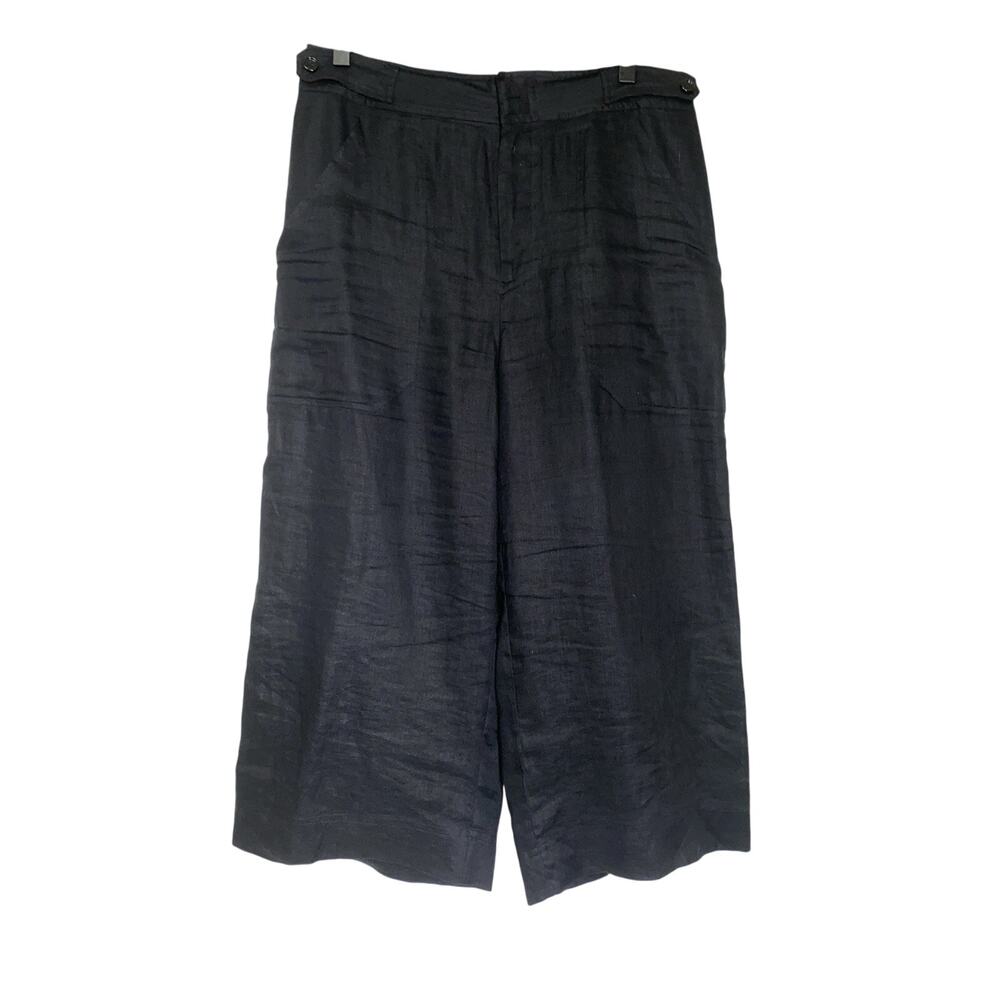 Equipment kalil cropped linen wide leg pants Black Size 6 Women